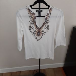 INC 3/4 sleeved shirt with beads and buttons